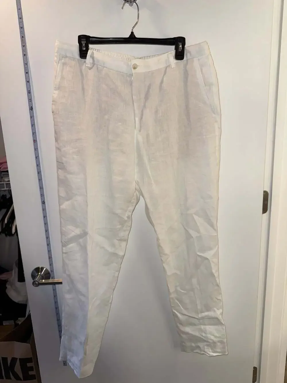 Zara 100% Linen Trousers White Size XL